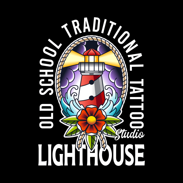 old school traditional tattoo light house by KANDIM'S Studio