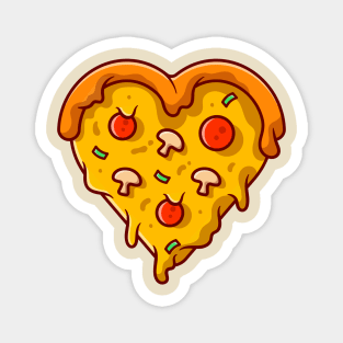 Love Pizza Cartoon Illustration Magnet