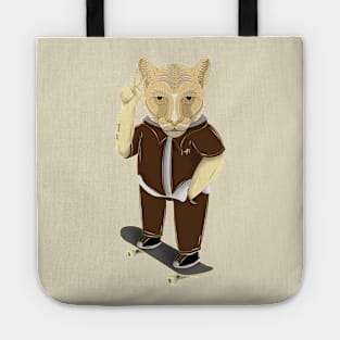 skateboarder cougar dog Tote