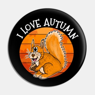 I Love Autumn Squirrel Fall Wildlife Pin