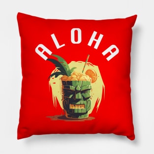 Tiki Drink - Aloha (Black Lettering) Pillow