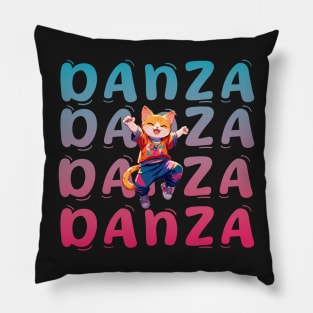 DANCE street cat illustration positive cute vibes. Pillow