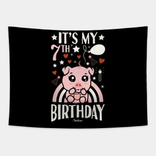 It's My 7th Birthday Pig Tapestry