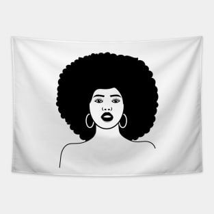 Black and white woman with afro illustration Tapestry