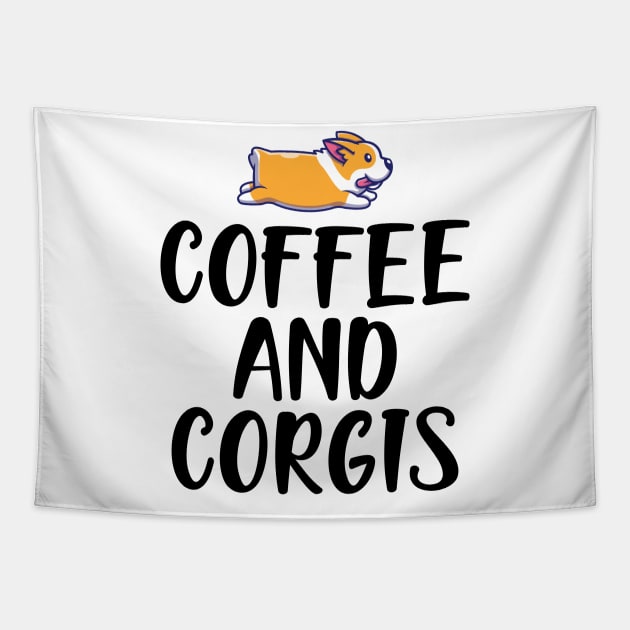 Coffee and corgis Tapestry by KC Happy Shop