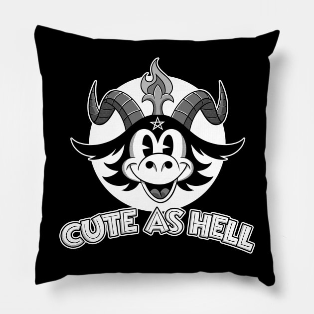 Spooky Cute as Hell Retro Blackcraft old 30s Cartoon Balckcraft Pillow by Juandamurai