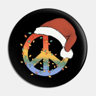 Peace Symbol Christmas Light Santa Hat Pin