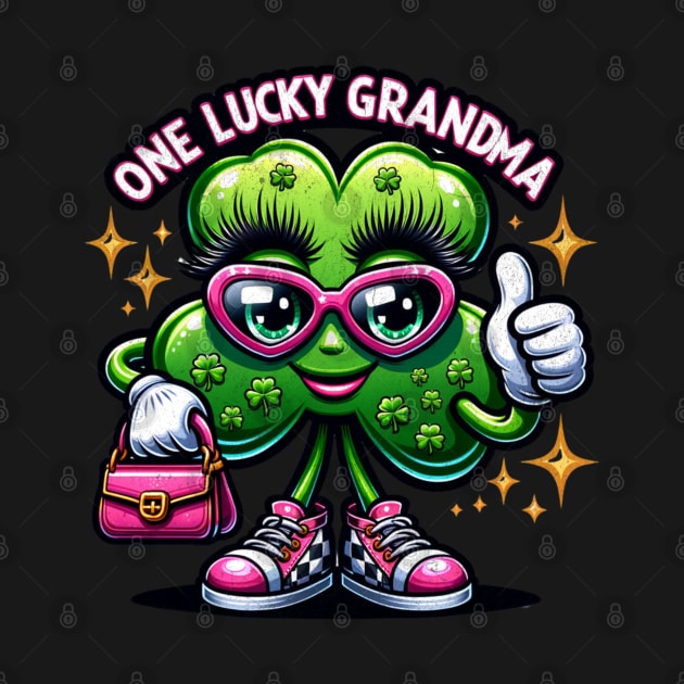 One Lucky Grandma Funny Cute Shamrock Luck St Patrick's Day St Paddy's Day Irish Clover by Carantined Chao$