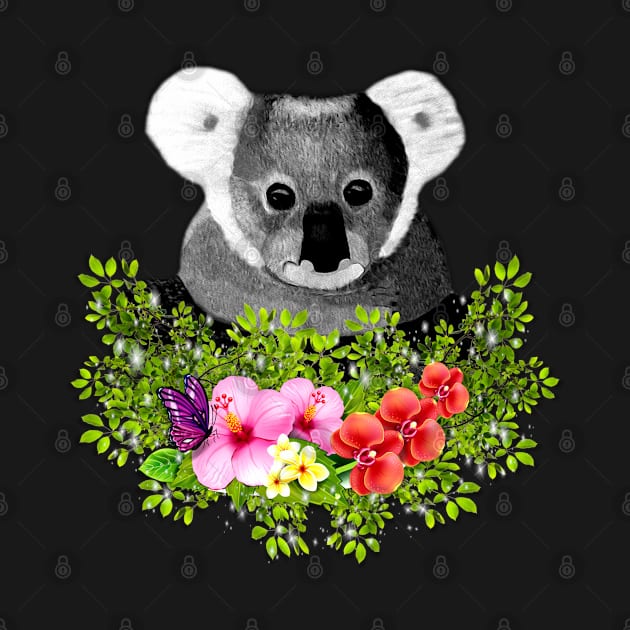 Cute Koala with Flowers and Butterfly by KC Morcom aka KCM Gems n Bling aka KCM Inspirations