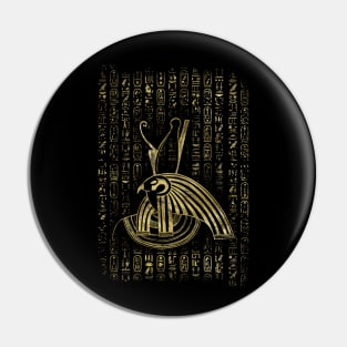 Golden Horus  with Egyptian hieroglyphs Pin