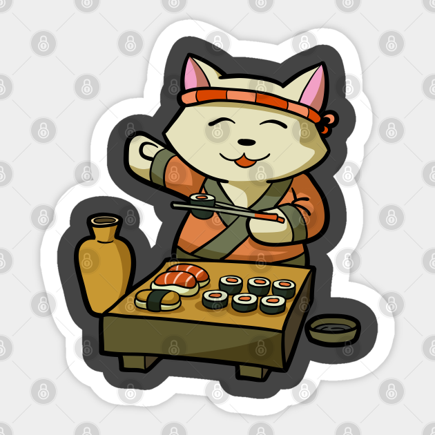Sushi Master Cat Kawaii Japanese Anime Neko - Cat Newest Kitty Cats Anim - Sticker | TeePublic Sushi Master Cat Kawaii Japanese Anime Neko - Cat Newest Kitty Cats Anim - Sticker | TeePublic