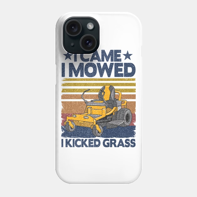 I Came I Mowed Funny Vintage Lawn Mowing Dad Gift Phone Case by Kuehni