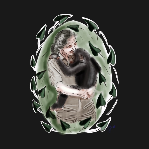 Tattoo Design Monkey Lover Jane Goodall With Chimpanzee by TattooQueen-8