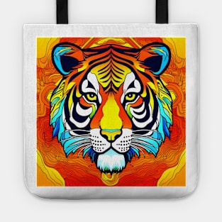 Psychedelic Art Tiger Head Tote