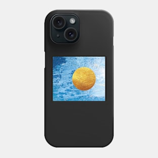 Blue concrete texture with golden moon Phone Case