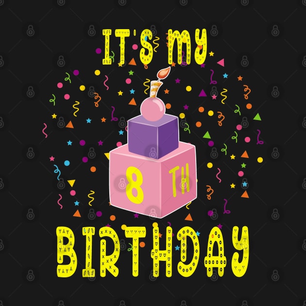 Birthday Shirt it is my 8Th Birthday Blocks Bricks Gift Tee by kaza191