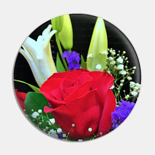 Romantic Red Rose Setting - Beautiful Bouquet - Valentine's Day Pin