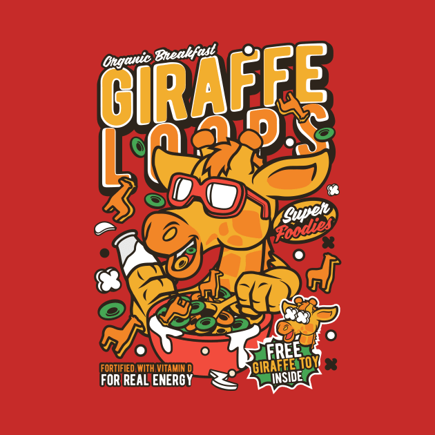 Retro Cartoon Cereal Box // Giraffe Loops // Funny Vintage Breakfast Cereal by SLAG_Creative