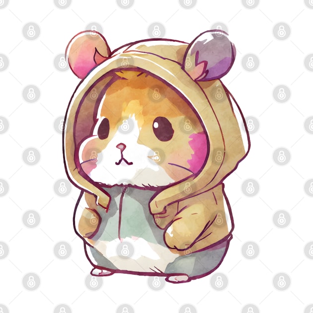 Cartoon Hamster Wearing Hoodie by Chromatic Fusion Studio