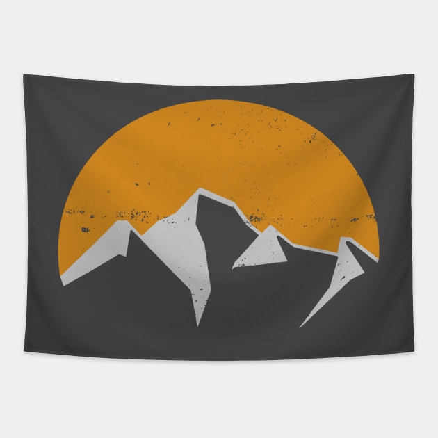 vintage orange mountain sunset Tapestry by pholange