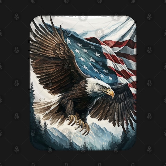 Eagle Flying with Flag by MC Creations