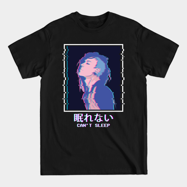 Disover Can't Sleep Sad Anime Girl Punk Emo Vaporwave Weeb - Aesthetic Anime - T-Shirt