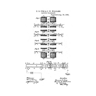 Railway Telegraph Vintage Patent Hand Drawing T-Shirt