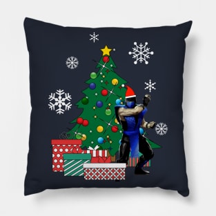 Sub Zero Around The Christmas Tree Mortal Kombat Pillow