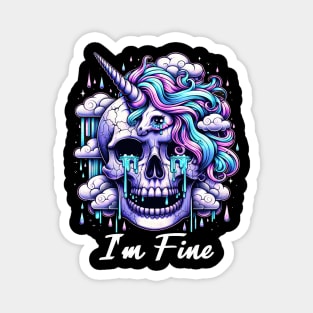 "I'm Fine" Unicorn & Crying Skull Magnet