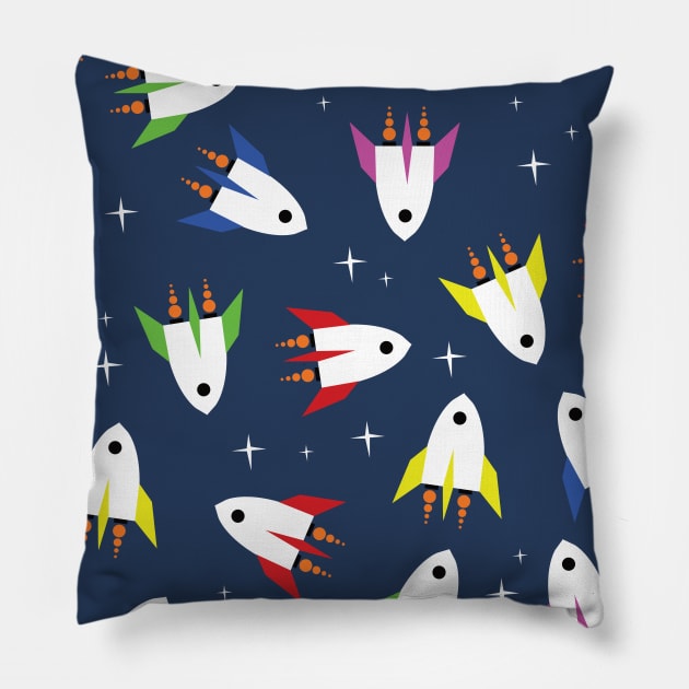 Rocket Ship Pattern Pillow by nickemporium1