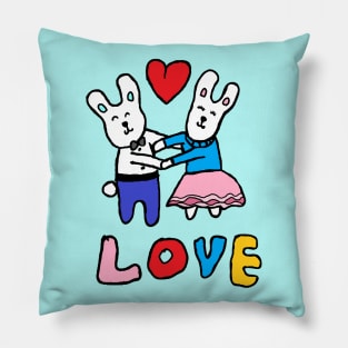 love bunny, rabbits, hand drawing Pillow