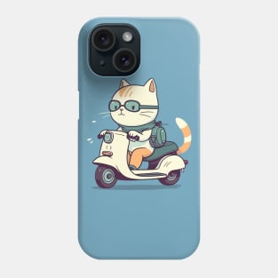 Cat riding scooter Phone Case