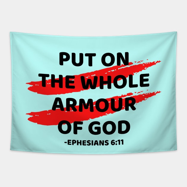 Put On The Whole Armour Of God | Christian Typography Tapestry by All Things Gospel