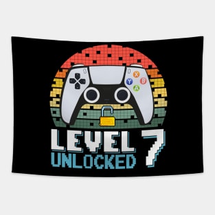 Level 7 Unlocked Vintage Retro Gaming Tapestry