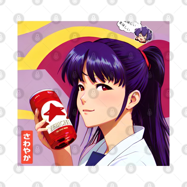 Misato Katsuragi from Evangelion in japanese beer Advertise by LazyBones