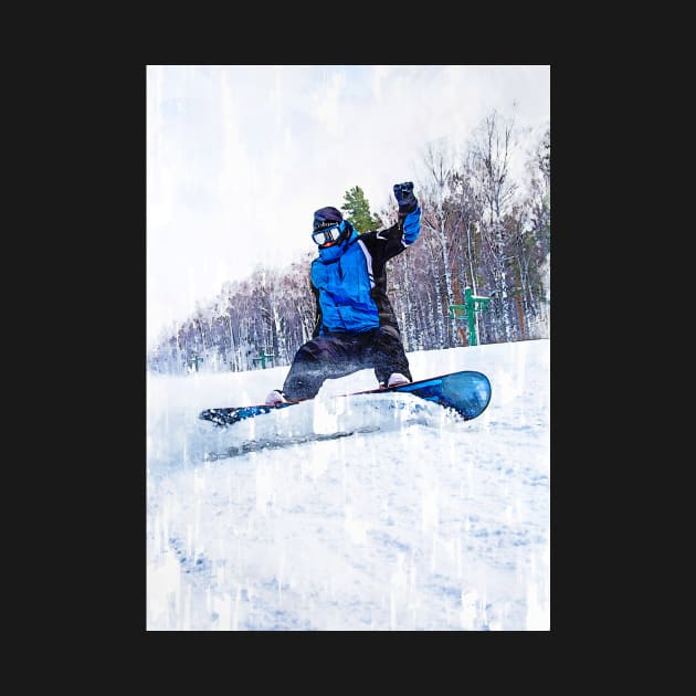 Snowboarder In Action. For snowboarding lovers. by ColortrixArt