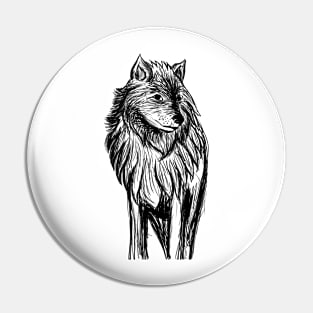 illustrated wolf Pin