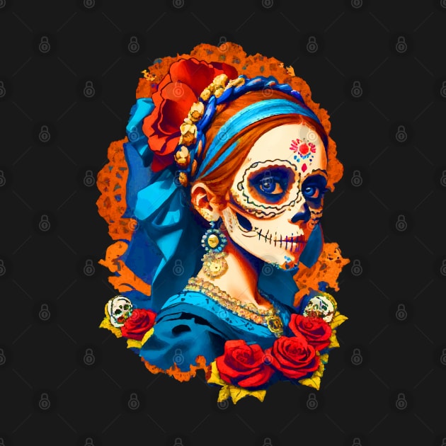 Sugar Skull Halloween. Girl with a Pearl Earring by CatCoconut-Art