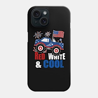 Kid Monster Truck Tee, Toddler Boys American Flag July 4th Phone Case