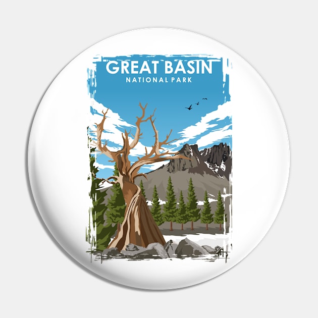 Great Basin National Park Travel Poster Pin by jornvanhezik