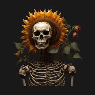 T-shirt sun flower on the skeleton T-Shirt