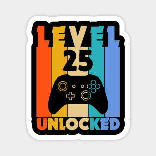 Level 25 Unlocked Funny Video Gamer Birthday Novelty T-Shirt Magnet