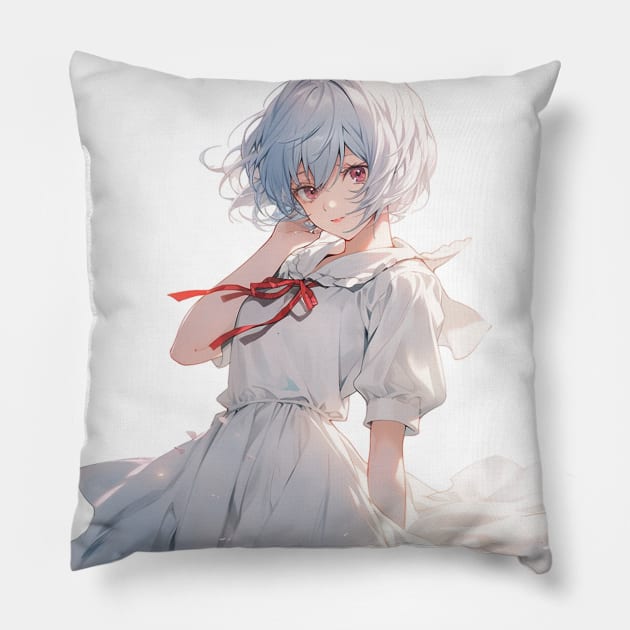 Rei Ayanami Neon Genesis Evangelion Original Artwork Pillow by Graphicvibestore