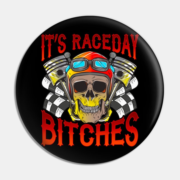 It's Race Day Funny Racer Gift Car Racing Design Pin by Dr_Squirrel