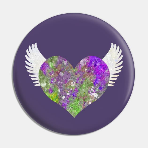 Stone Heart - Purple and Green Pin by RawSunArt