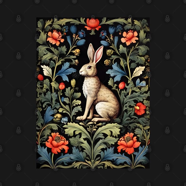 Rabbit in Forest | William Morris Inspired Art by VivaLaRetro