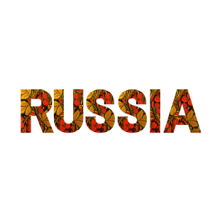 Russia in Painted Khokhloma Letters T-Shirt