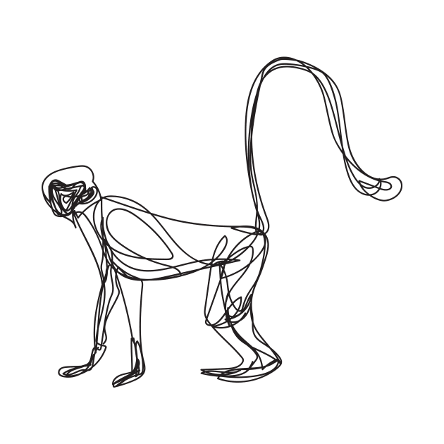 Langur monkey continuous line by Rohan Dahotre