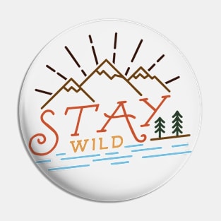 Stay Wild // Retro Camping Line Art Pin