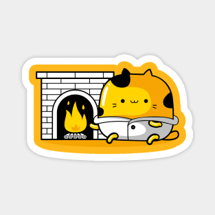 yellow cat hello winter Magnet